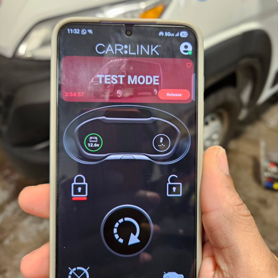 CarLink remote start app running on a phone